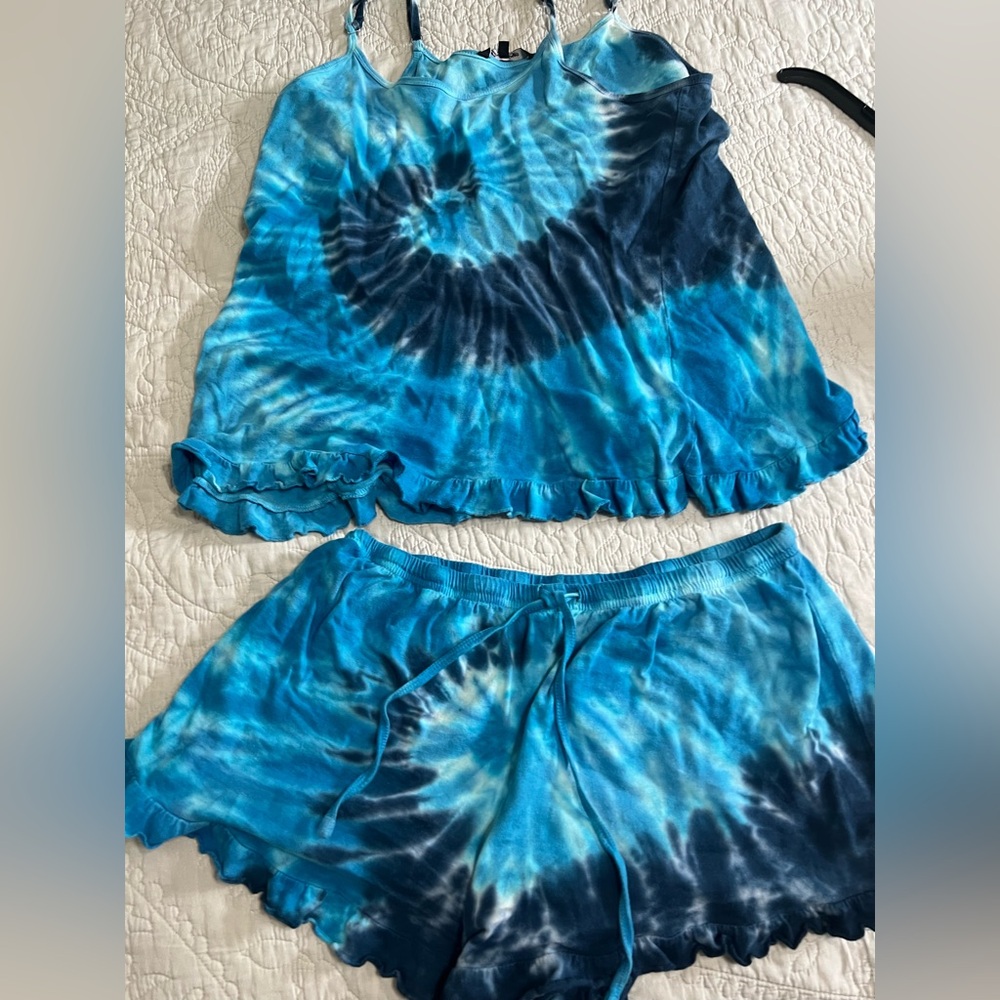 Just Love Vibrant Blue Tie-Dye Pajama lounge Set